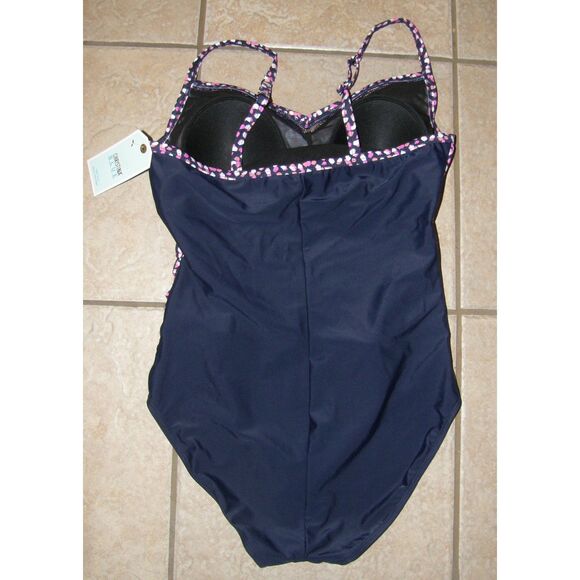 NEW Colorful Sz 12 Adjustable Straps Built in Bra 1 Pc Swimsuit CHRISTINA BLUE - Picture 4 of 5
